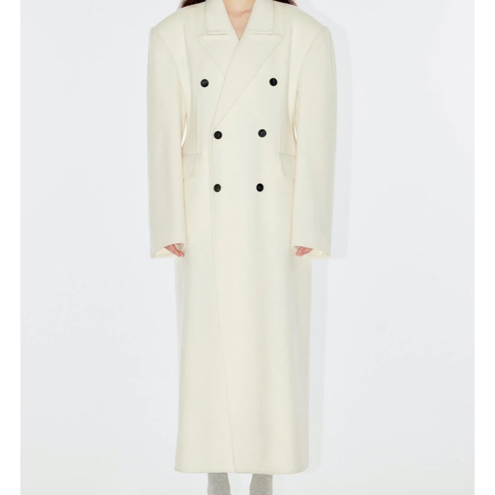 Pixie Market WHITE MAXI DOUBLE BREASTED COAT-BESTSELLER